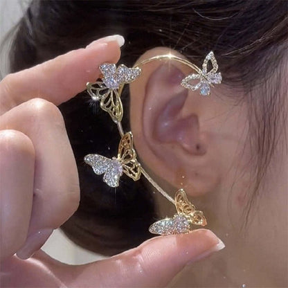 Women'S Elegant Butterfly Ear Cuffs - No - Piercing Ear Hooks, Synthetic Gemstone Accents, Everyday & Formal Jewelry for Parties, Weddings, Everyday Outfits - Non - Piercing Ear Clips for Sensitive Light Beige, Party Accessories, - GoDiscount