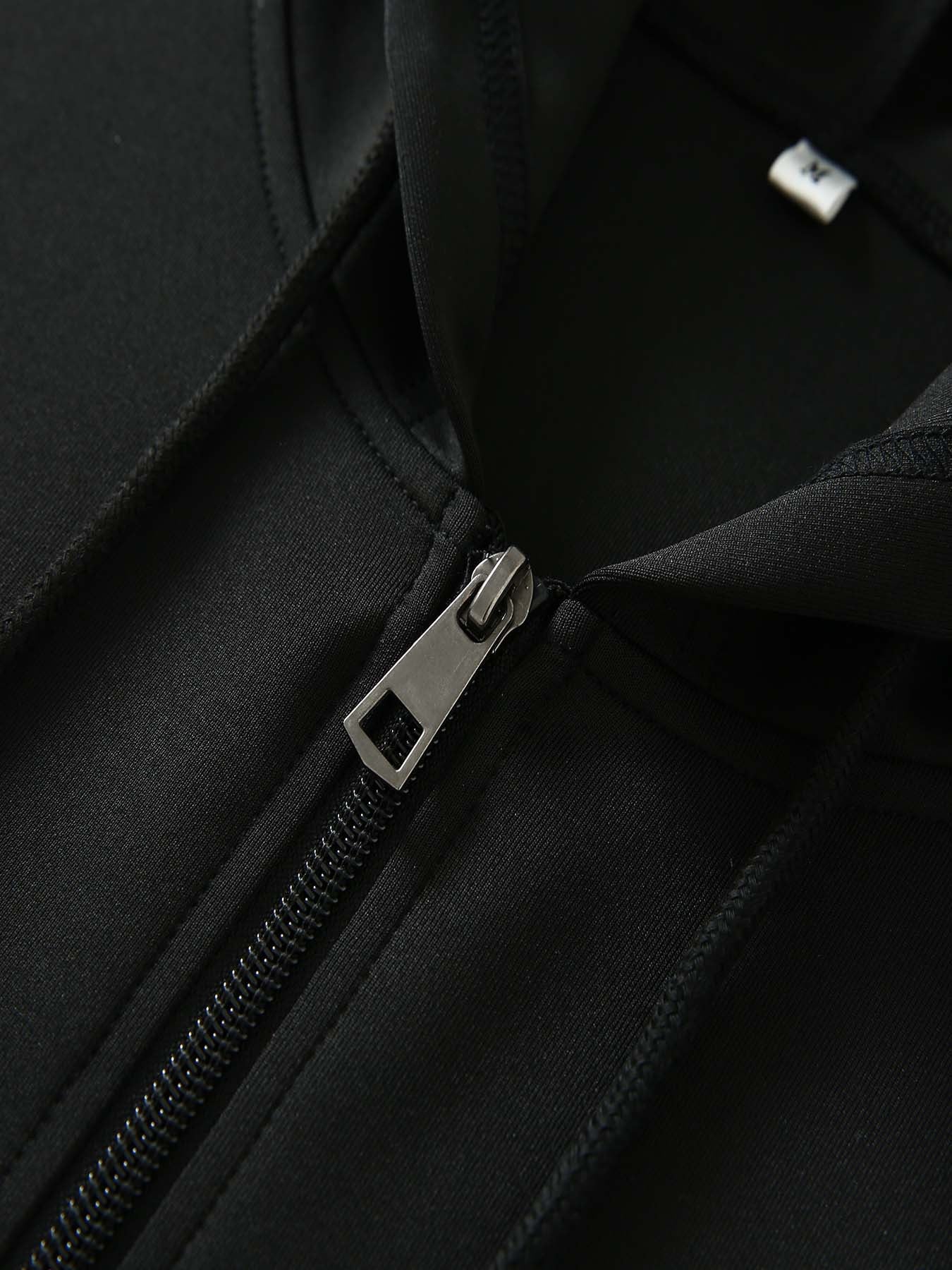 Men'S Trendy Fall/Winter Hooded Jacket and Pants Set, Paris Letter Print Casual Business Suit, Youth Sports Baseball Uniform, Slim Fit with Pockets, Long Sleeve, Stand Collar, Casual Attire| Paris Print Jacket| Functional Poc - GoDiscount