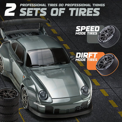 1/24 Scale RC Drift Car with Flashing Lights, 4WD Remote Control Off - Road Racing Car Suitable for Boys & Girls, Birthday/Christmas/Thanksgiving Gift, - Plastic RC Racing Vehicle - GoDiscount