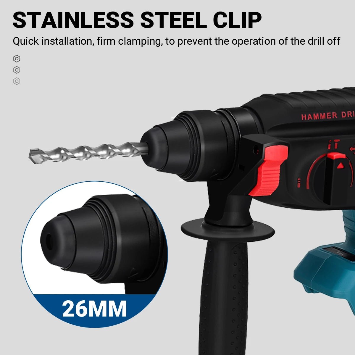 Drillpro Electric Power Tool Set 800N.M Electric Wrench Rotary Hammer 13mm Power Drill 125mm Angle Grinder For Mak 18V - GoDiscount