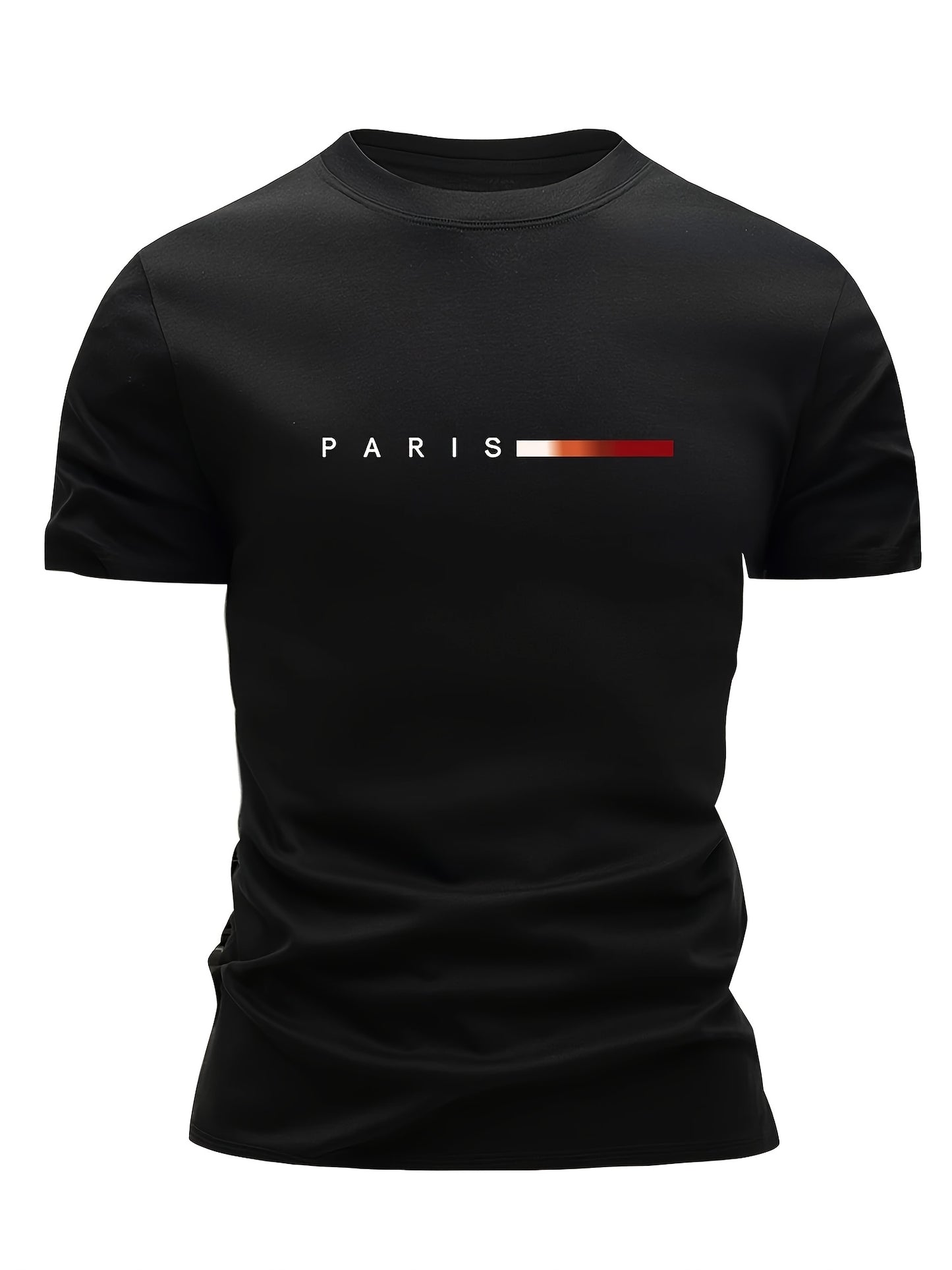3pcs Men'S Lightweight Breathable T-Shirts - Quick - Dry Moisture - Wicking Round Neck Tops with Paris Print, All - Season Casual & Formal Wear, Sweat - Resistant - GoDiscount