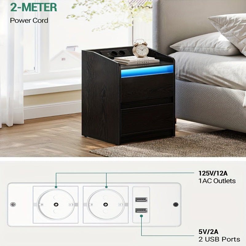 Bedside tables set of 2 with 2 drawers, side table, stylish and versatile, ideal for living room and bedroom - GoDiscount