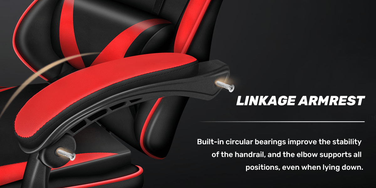 Ergonomic Gaming Chair with Footrest - Heavy - Duty Height - Adjustable Recliner, 360° Swivel & Lumbar Support, Manual Recline Mechanism, Faux - like Texture, Foam Padding & Stainless Steel Frame - PC/Office - GoDiscount