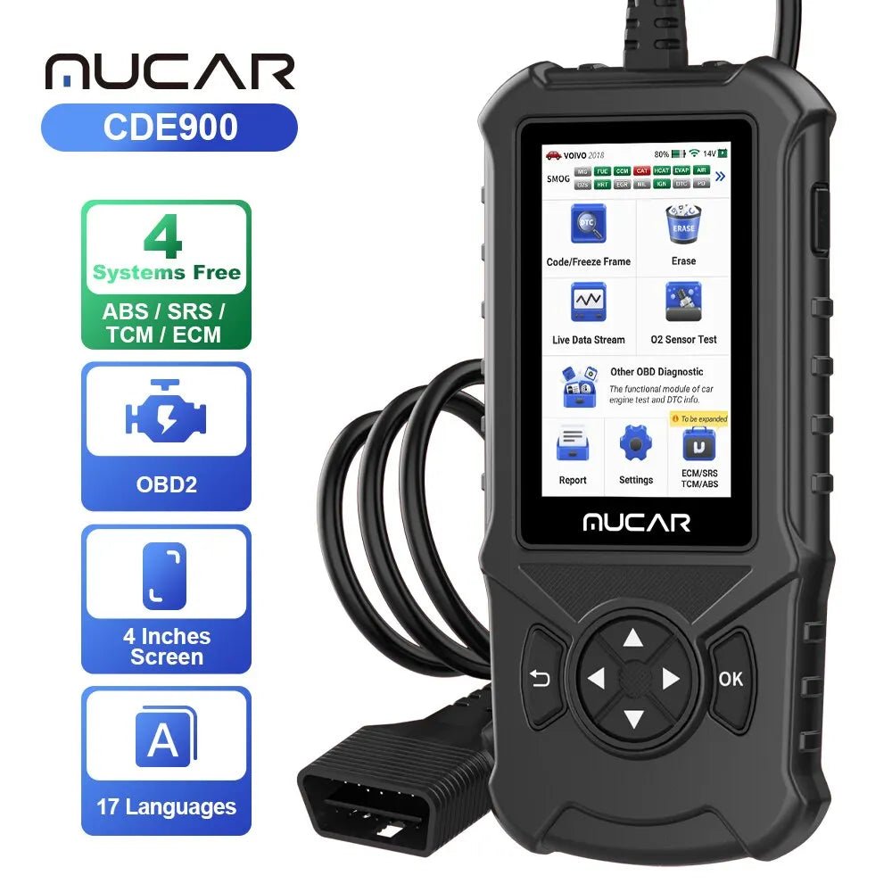 MUCAR CDE900/CDE900 PRO OBD2 Auto Diagnostic Tool car Scanner Tools full system 28 reset Code Reader Scan Tool 2+32G WIFI Update - GoDiscount