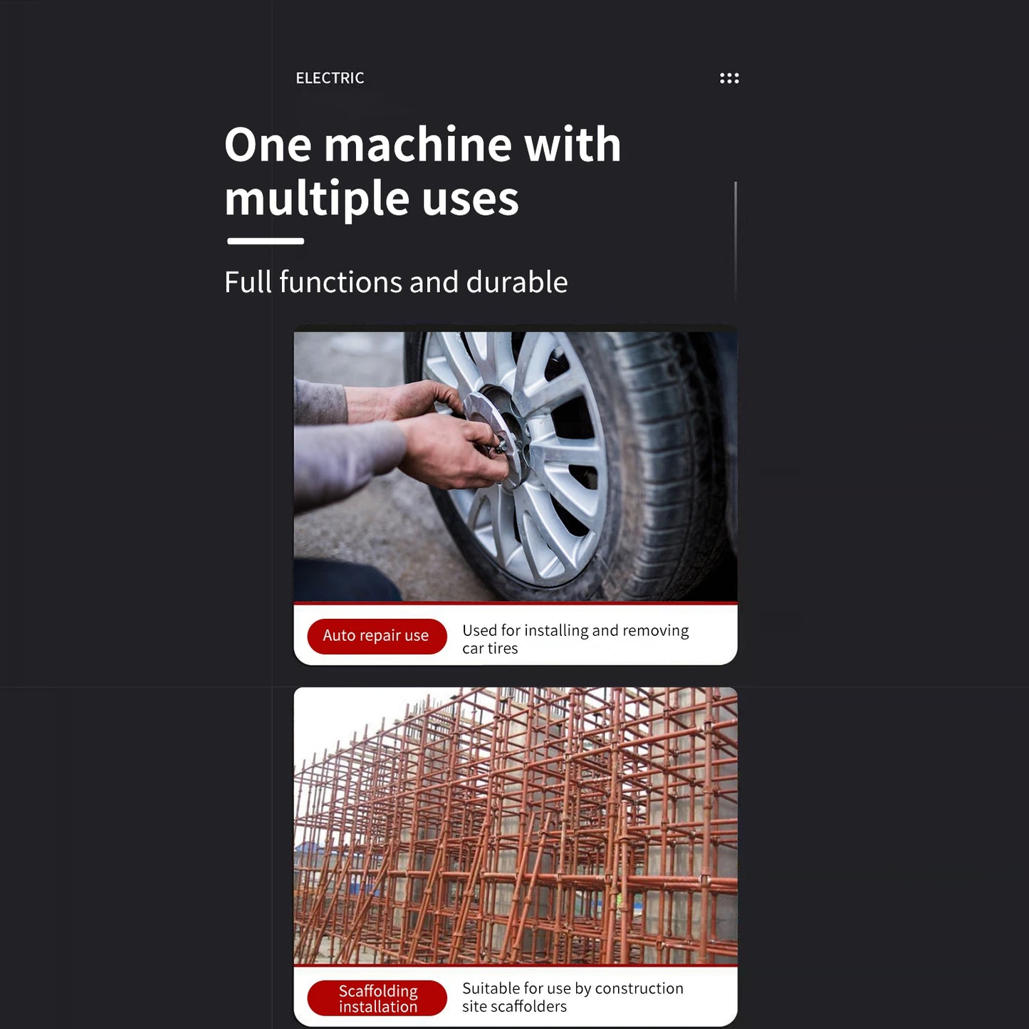 3️⃣ 🔋⚙️ Clé à Chocs Électrique 480N.m – Set 26PCS Brushless avec Batterie Lithium & Boîte de Transport - GoDiscount