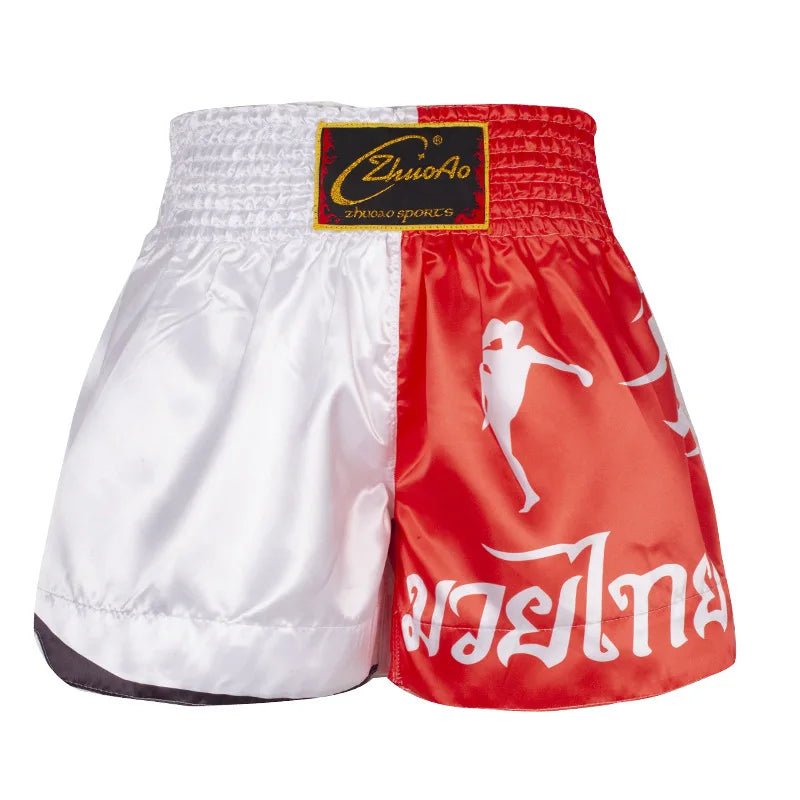 ⭐ Short Muay Thai Homme – Brodé, Sport Fitness, Kickboxing & MMA | Modèle Unisexe Enfant & Adulte – Trunks Personnalisables Noir - GoDiscount