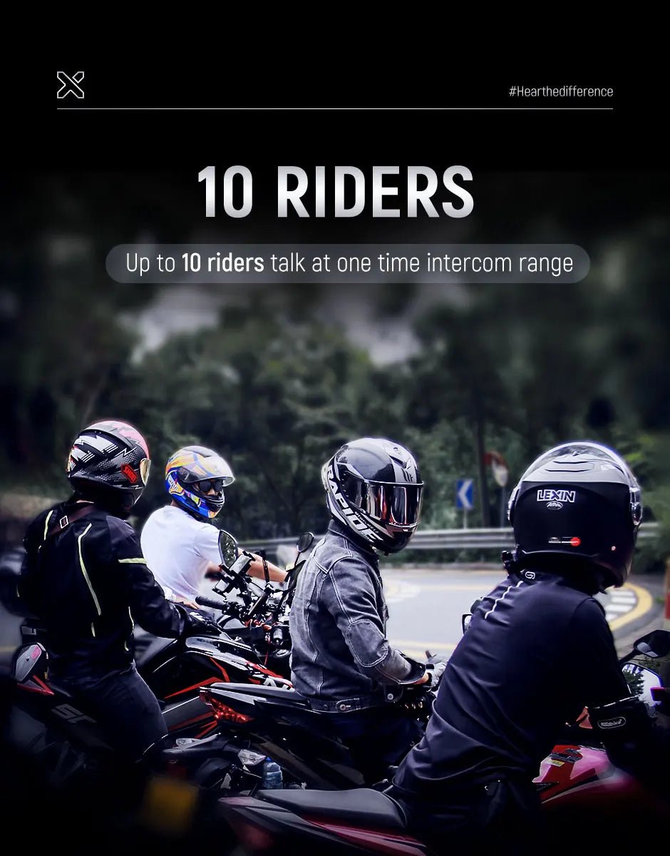 🎶💨 Intercom Moto Bluetooth Lexin B4FM - X – 10 Riders, Partage de Musique, Communication Sans Fil Type - C - GoDiscount