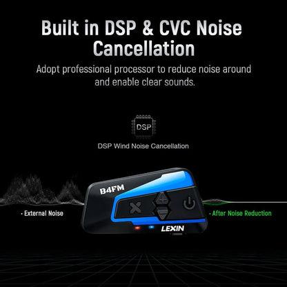 🎶💨 Intercom Moto Bluetooth Lexin B4FM - X – 10 Riders, Partage de Musique, Communication Sans Fil Type - C - GoDiscount