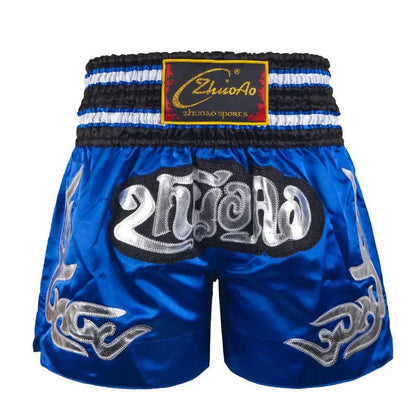 ⭐ Short Muay Thai Homme – Brodé, Sport Fitness, Kickboxing & MMA | Modèle Unisexe Enfant & Adulte – Trunks Personnalisables Noir - GoDiscount