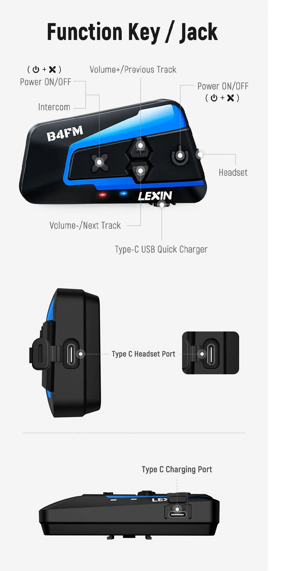 🎶💨 Intercom Moto Bluetooth Lexin B4FM - X – 10 Riders, Partage de Musique, Communication Sans Fil Type - C - GoDiscount