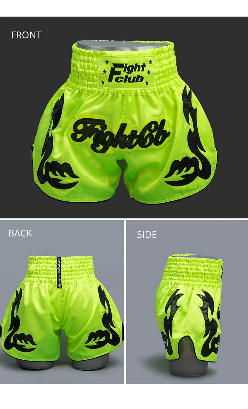 ⭐ Short Muay Thai Homme – Brodé, Sport Fitness, Kickboxing & MMA | Modèle Unisexe Enfant & Adulte – Trunks Personnalisables Noir - GoDiscount