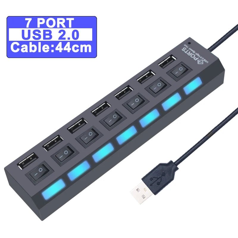 Hub USB 3.0 Multi - Ports avec Interrupteur – 4/7 Ports USB 2.0 & 3.0 pour PC - GoDiscount