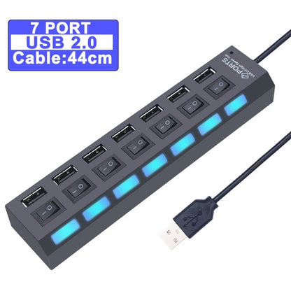 Hub USB 3.0 Multi - Ports avec Interrupteur – 4/7 Ports USB 2.0 & 3.0 pour PC - GoDiscount