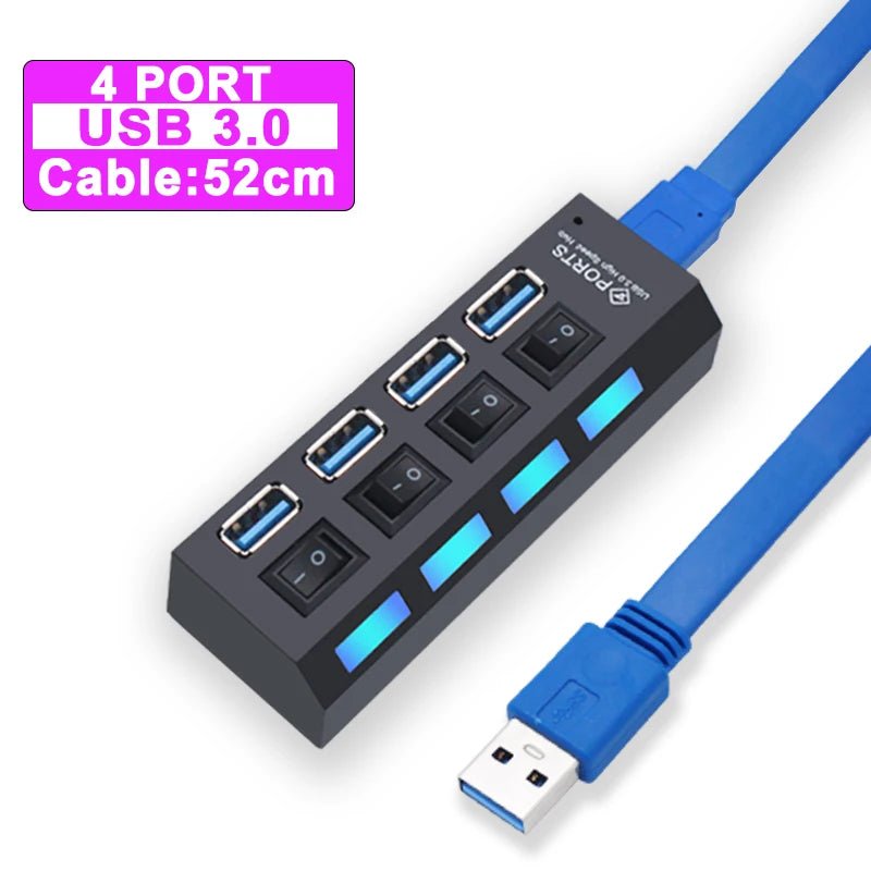 Hub USB 3.0 Multi - Ports avec Interrupteur – 4/7 Ports USB 2.0 & 3.0 pour PC - GoDiscount