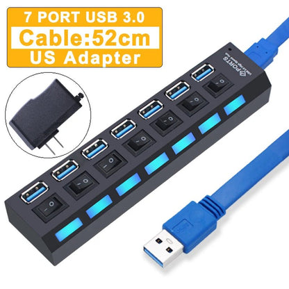 Hub USB 3.0 Multi - Ports avec Interrupteur – 4/7 Ports USB 2.0 & 3.0 pour PC - GoDiscount