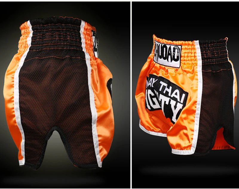 ⭐ Short Muay Thai Homme – Brodé, Sport Fitness, Kickboxing & MMA | Modèle Unisexe Enfant & Adulte – Trunks Personnalisables Noir - GoDiscount
