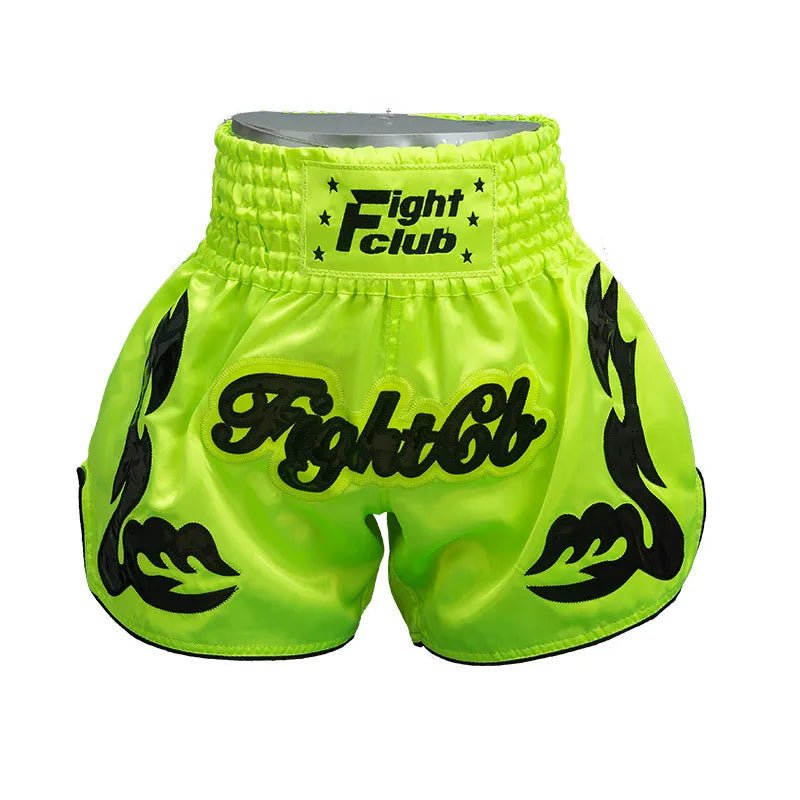 ⭐ Short Muay Thai Homme – Brodé, Sport Fitness, Kickboxing & MMA | Modèle Unisexe Enfant & Adulte – Trunks Personnalisables Noir - GoDiscount