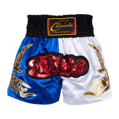 ⭐ Short Muay Thai Homme – Brodé, Sport Fitness, Kickboxing & MMA | Modèle Unisexe Enfant & Adulte – Trunks Personnalisables Noir - GoDiscount