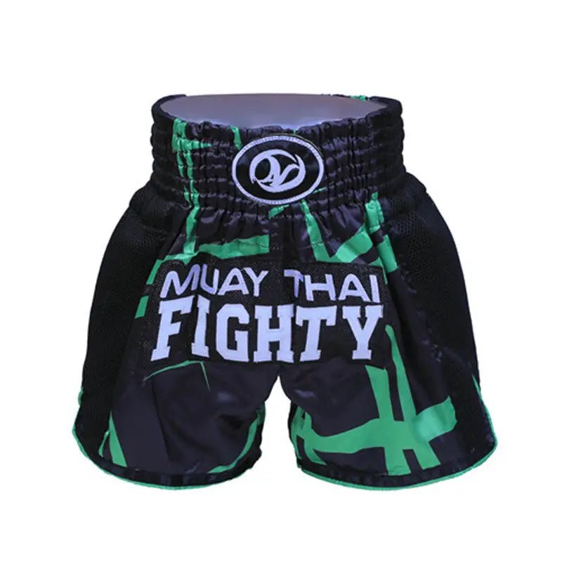 ⭐ Short Muay Thai Homme – Brodé, Sport Fitness, Kickboxing & MMA | Modèle Unisexe Enfant & Adulte – Trunks Personnalisables Noir - GoDiscount