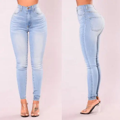 Jean Femme Skinny – Denim Taille Haute, Stretch, Push-Up, Pantalon Slim avec Poches et Bouton, Look Crayon