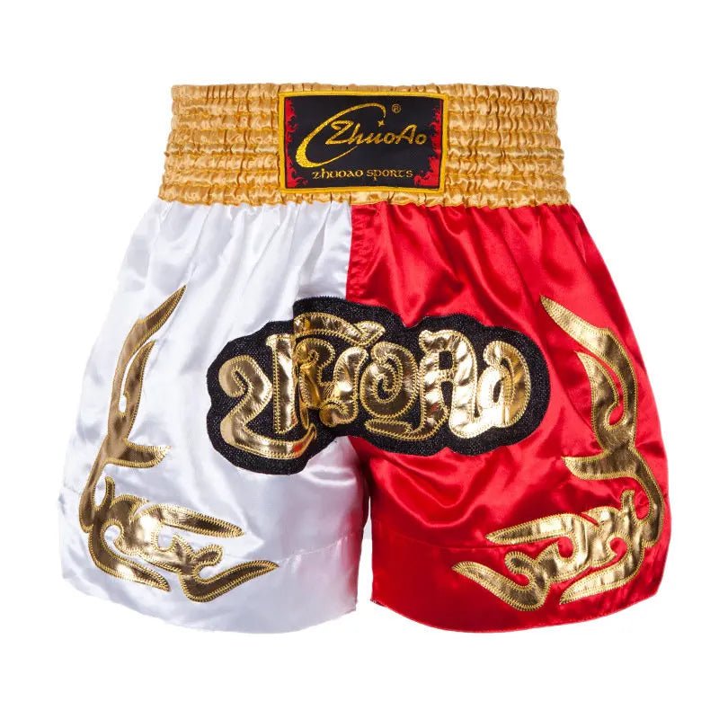 ⭐ Short Muay Thai Homme – Brodé, Sport Fitness, Kickboxing & MMA | Modèle Unisexe Enfant & Adulte – Trunks Personnalisables Noir - GoDiscount
