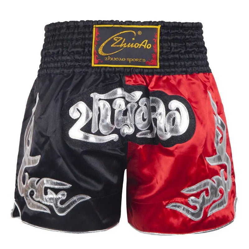 ⭐ Short Muay Thai Homme – Brodé, Sport Fitness, Kickboxing & MMA | Modèle Unisexe Enfant & Adulte – Trunks Personnalisables Noir - GoDiscount