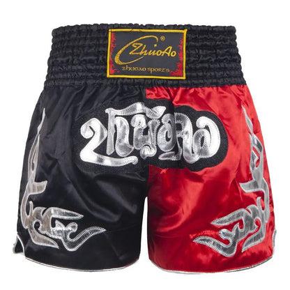 ⭐ Short Muay Thai Homme – Brodé, Sport Fitness, Kickboxing & MMA | Modèle Unisexe Enfant & Adulte – Trunks Personnalisables Noir - GoDiscount