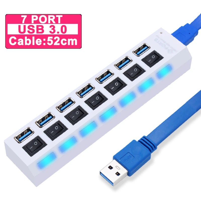 Hub USB 3.0 Multi - Ports avec Interrupteur – 4/7 Ports USB 2.0 & 3.0 pour PC - GoDiscount