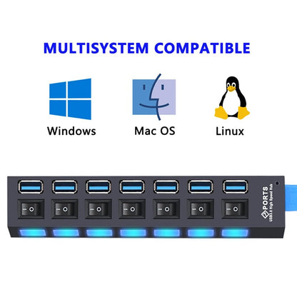 Hub USB 3.0 Multi - Ports avec Interrupteur – 4/7 Ports USB 2.0 & 3.0 pour PC - GoDiscount