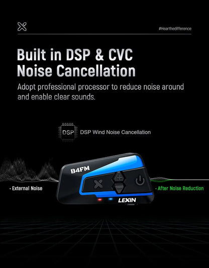 🎶💨 Intercom Moto Bluetooth Lexin B4FM - X – 10 Riders, Partage de Musique, Communication Sans Fil Type - C - GoDiscount