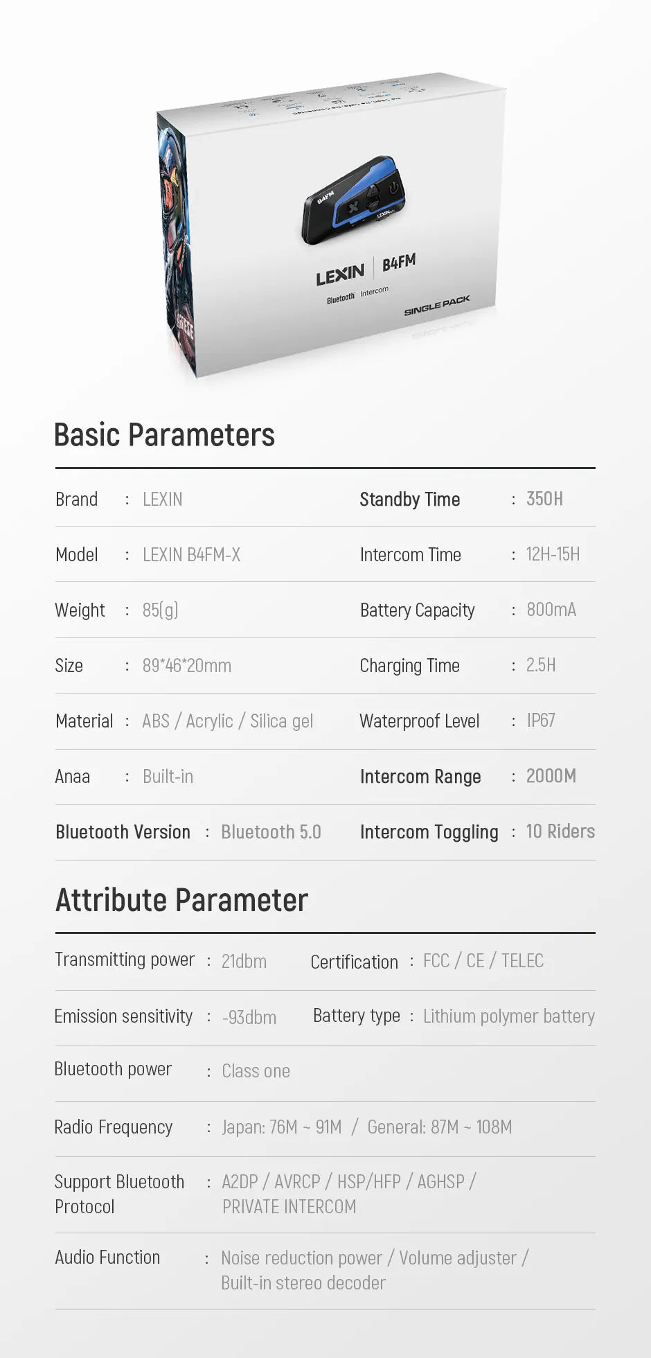 🎶💨 Intercom Moto Bluetooth Lexin B4FM - X – 10 Riders, Partage de Musique, Communication Sans Fil Type - C - GoDiscount