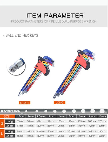 🔧⚙️ Kit Pro 9PCS Clés Hexagonales – Clés en L Long Arm 1.5–10mm pour Bricolage - GoDiscount