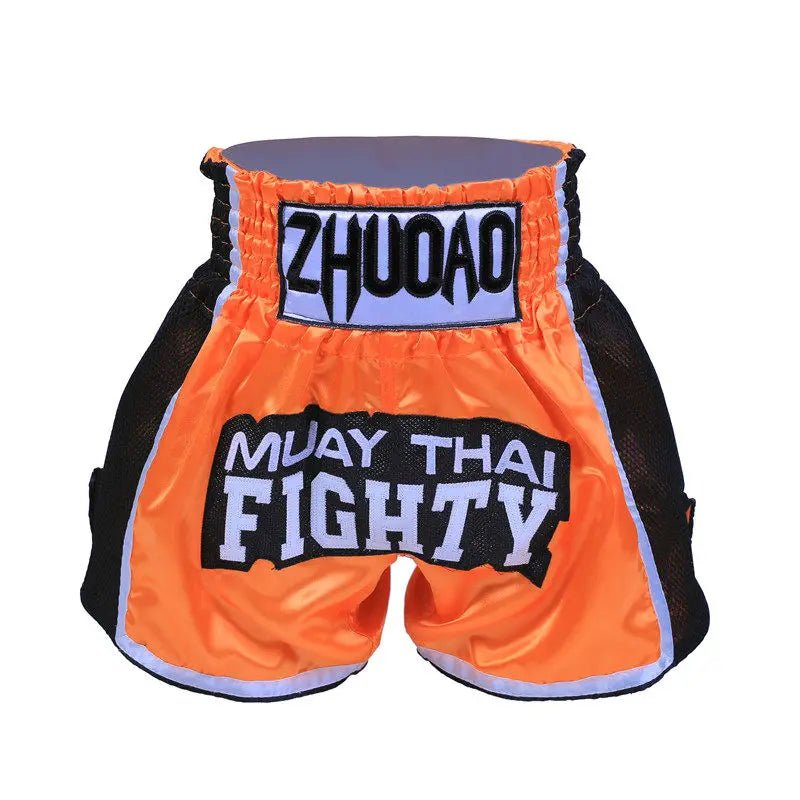 ⭐ Short Muay Thai Homme – Brodé, Sport Fitness, Kickboxing & MMA | Modèle Unisexe Enfant & Adulte – Trunks Personnalisables Noir - GoDiscount