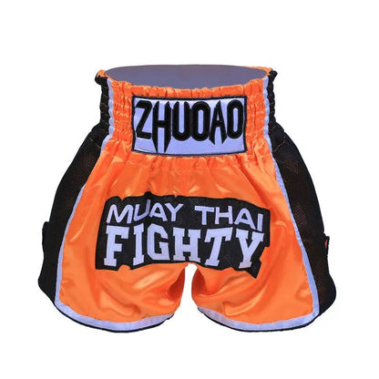 ⭐ Short Muay Thai Homme – Brodé, Sport Fitness, Kickboxing & MMA | Modèle Unisexe Enfant & Adulte – Trunks Personnalisables Noir - GoDiscount