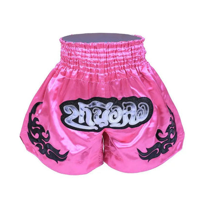 ⭐ Short Muay Thai Homme – Brodé, Sport Fitness, Kickboxing & MMA | Modèle Unisexe Enfant & Adulte – Trunks Personnalisables Noir - GoDiscount