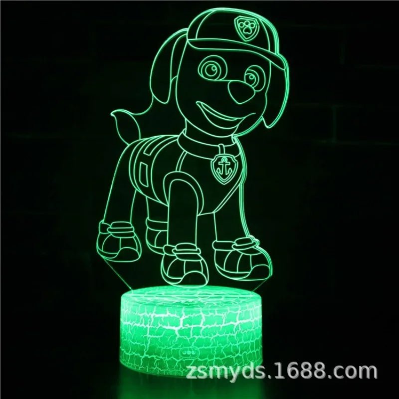 ⭐ Lampe 3D LED Paw Patrol – Chase, Marshall & Rocky | Veilleuse Enfants, Décoration Chambre, Lumière de Table - GoDiscount