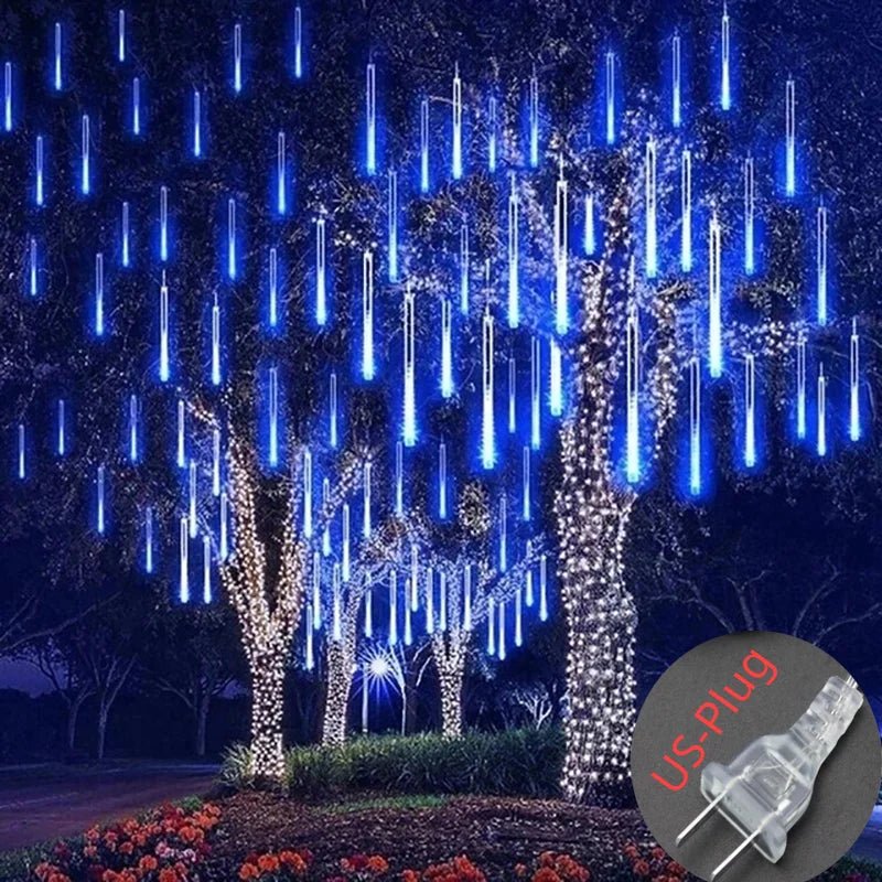 Solar Meteor Shower Rain String Lights Waterproof Garden Light 8 Tubes Christmas Tree Holiday Party Wedding Holiday Decoration - GoDiscount