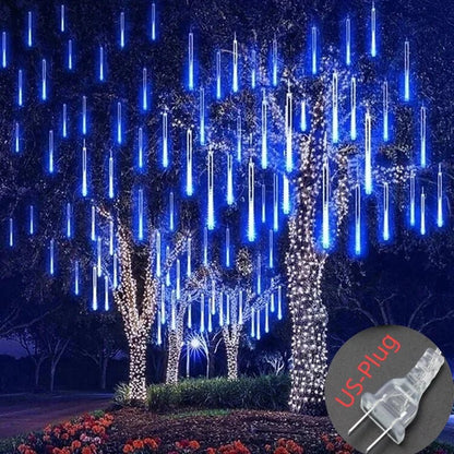 Solar Meteor Shower Rain String Lights Waterproof Garden Light 8 Tubes Christmas Tree Holiday Party Wedding Holiday Decoration - GoDiscount