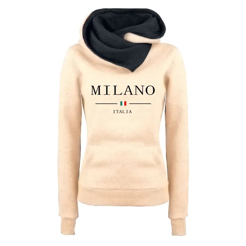 ⭐ Hoodie Femme Automne/Hiver – Sweat Casual Premium Imprimé Milan, Chaud & Confortable - GoDiscount