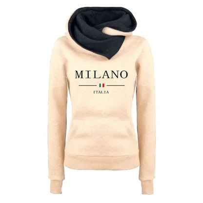 ⭐ Hoodie Femme Automne/Hiver – Sweat Casual Premium Imprimé Milan, Chaud & Confortable - GoDiscount