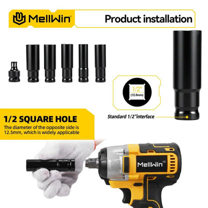 MELLWIN 800W Brushless Electric Wrench Set 3 - IN - 1 Cordless Electirc Drill/Screwdriver/Impact Wrench For Makita 18V Battery Pin - GoDiscount