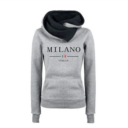 ⭐ Hoodie Femme Automne/Hiver – Sweat Casual Premium Imprimé Milan, Chaud & Confortable - GoDiscount