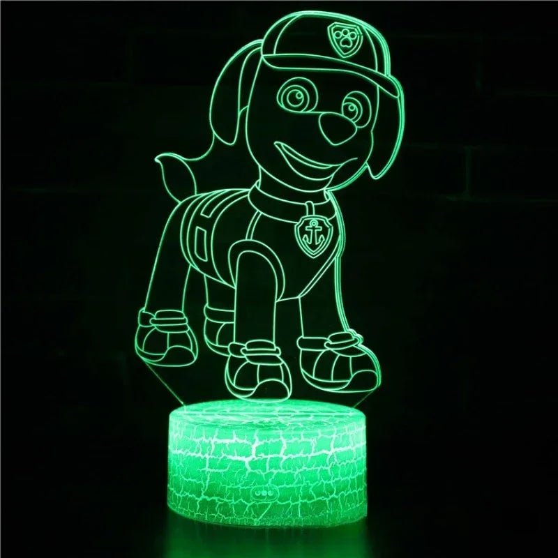 ⭐ Lampe 3D LED Paw Patrol – Chase, Marshall & Rocky | Veilleuse Enfants, Décoration Chambre, Lumière de Table - GoDiscount