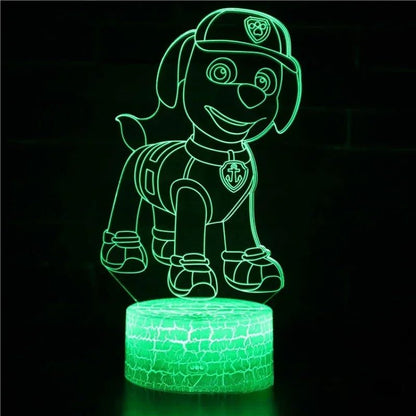⭐ Lampe 3D LED Paw Patrol – Chase, Marshall & Rocky | Veilleuse Enfants, Décoration Chambre, Lumière de Table - GoDiscount