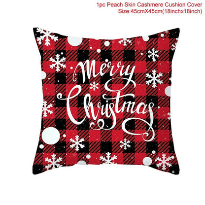 Christmas Cushion Cover Decoration Home Santa Decorations Gift Navidad Happy New Year 2022 - GoDiscount