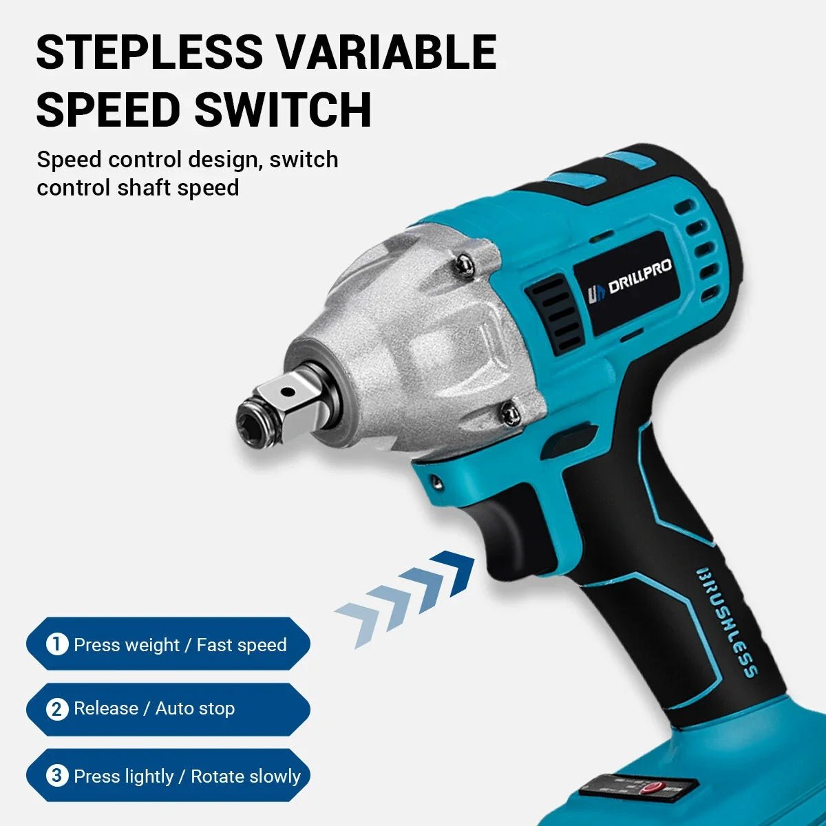 Drillpro Electric Power Tool Set 800N.M Electric Wrench Rotary Hammer 13mm Power Drill 125mm Angle Grinder For Mak 18V - GoDiscount