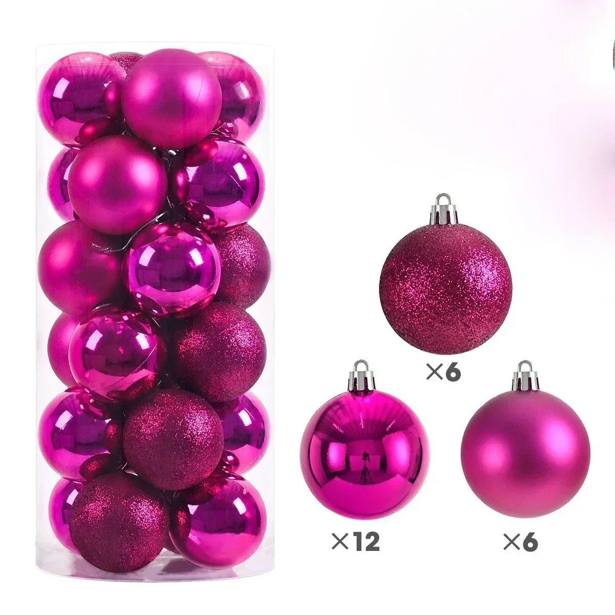 24Pcs 3/4/6CM Christmas Balls Big Ball Christmas Tree Pendant Ornaments for Party Decor 2025 New Year Navidad Gifts Accessory - GoDiscount