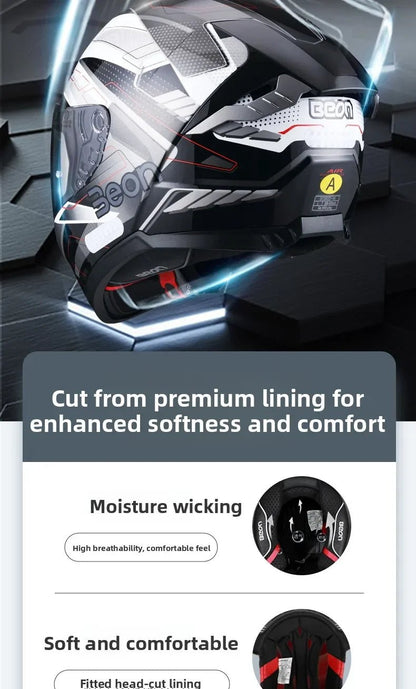 💨🛡️ Casque Moto Beon - 507 – Casque Full Face Racing, Certifié DOT/ECE | Pour Toute Saison - GoDiscount