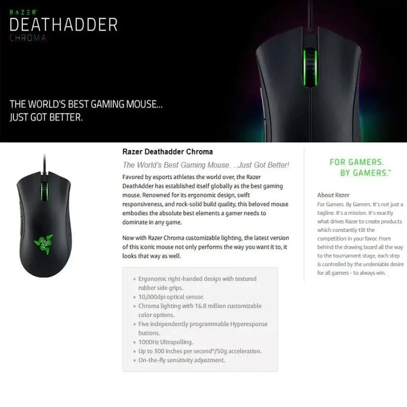 Razer DeathAdder Viper – Souris Gaming Filaire 6400 DPI | Édition Standard Esports LOL - GoDiscount