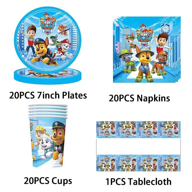 Décoration Anniversaire PAW Patrol – Set Complet Fournitures de Fête : Assiettes, Serviettes, Ballons & Accessoires - GoDiscount